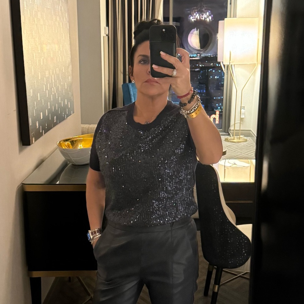 Short Sleeve sequin sweater